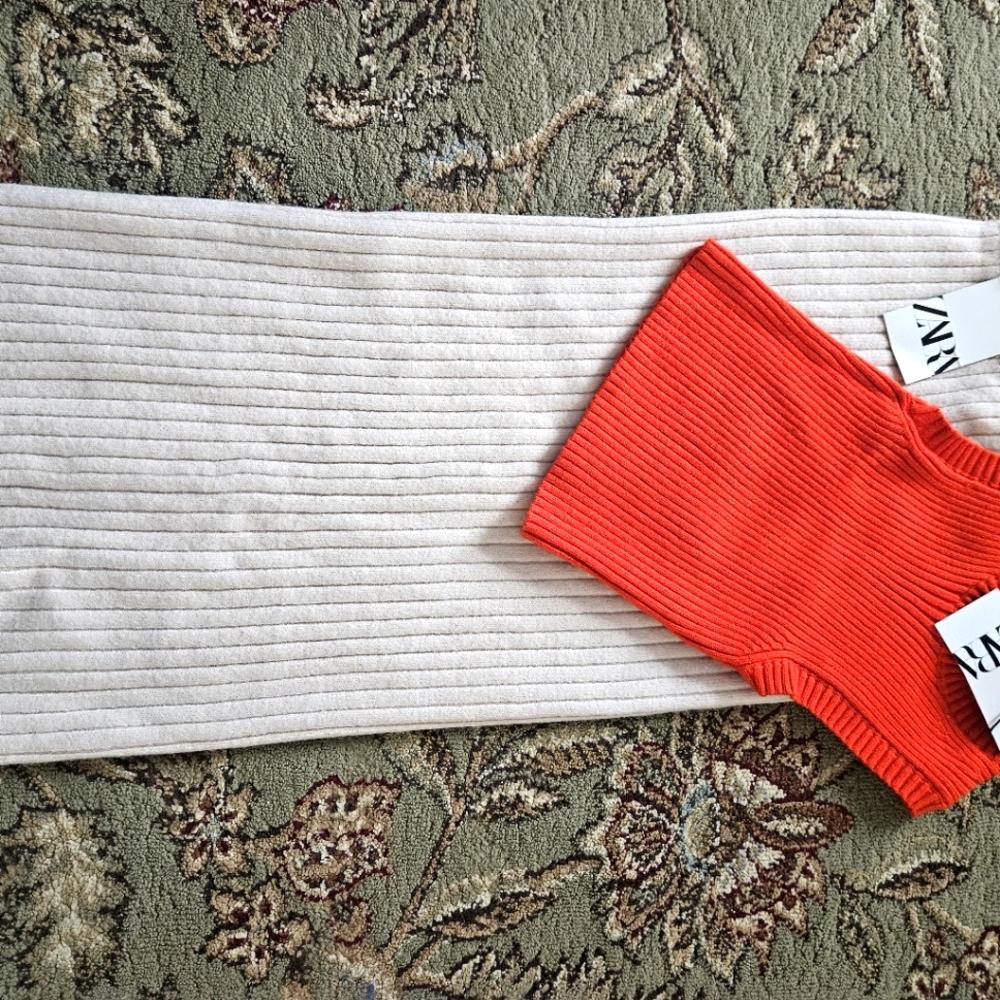 Zara wool skirt and Zara orange top